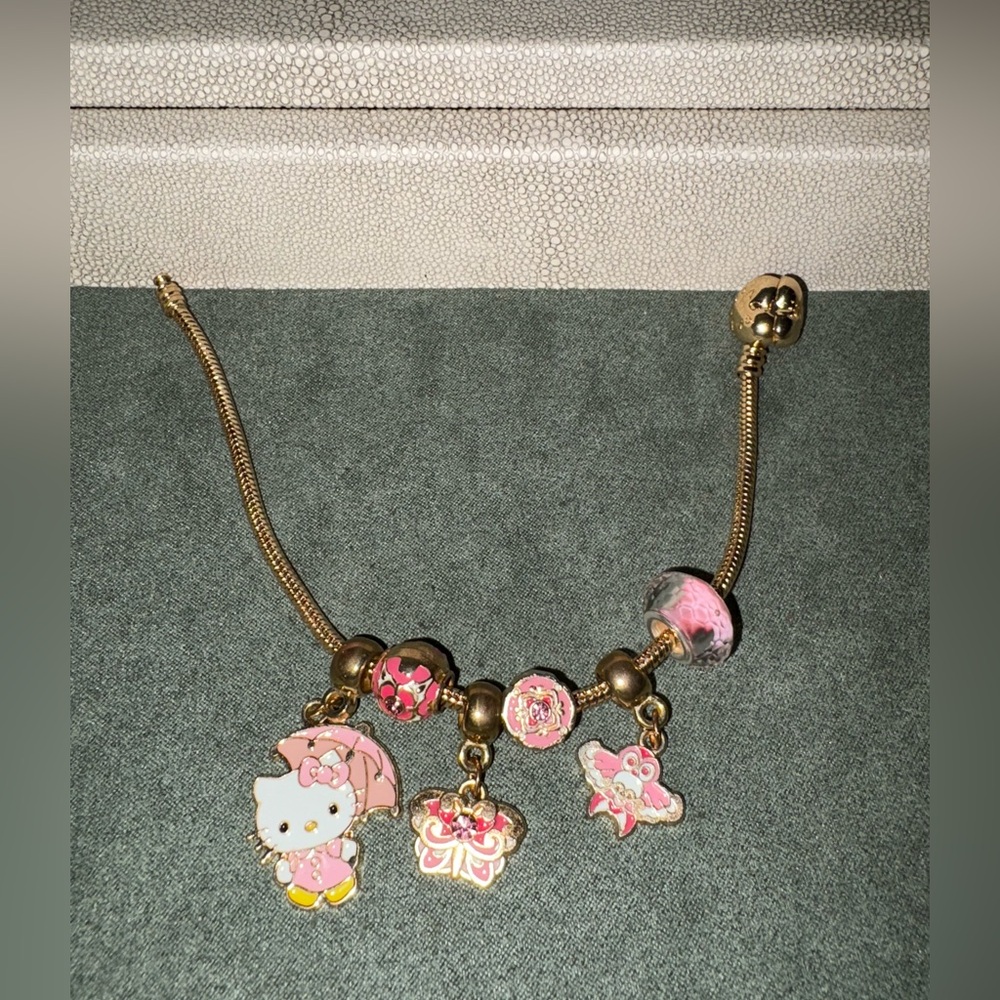 Gold and Pink Charm Bracelet - Picture 13 of 16